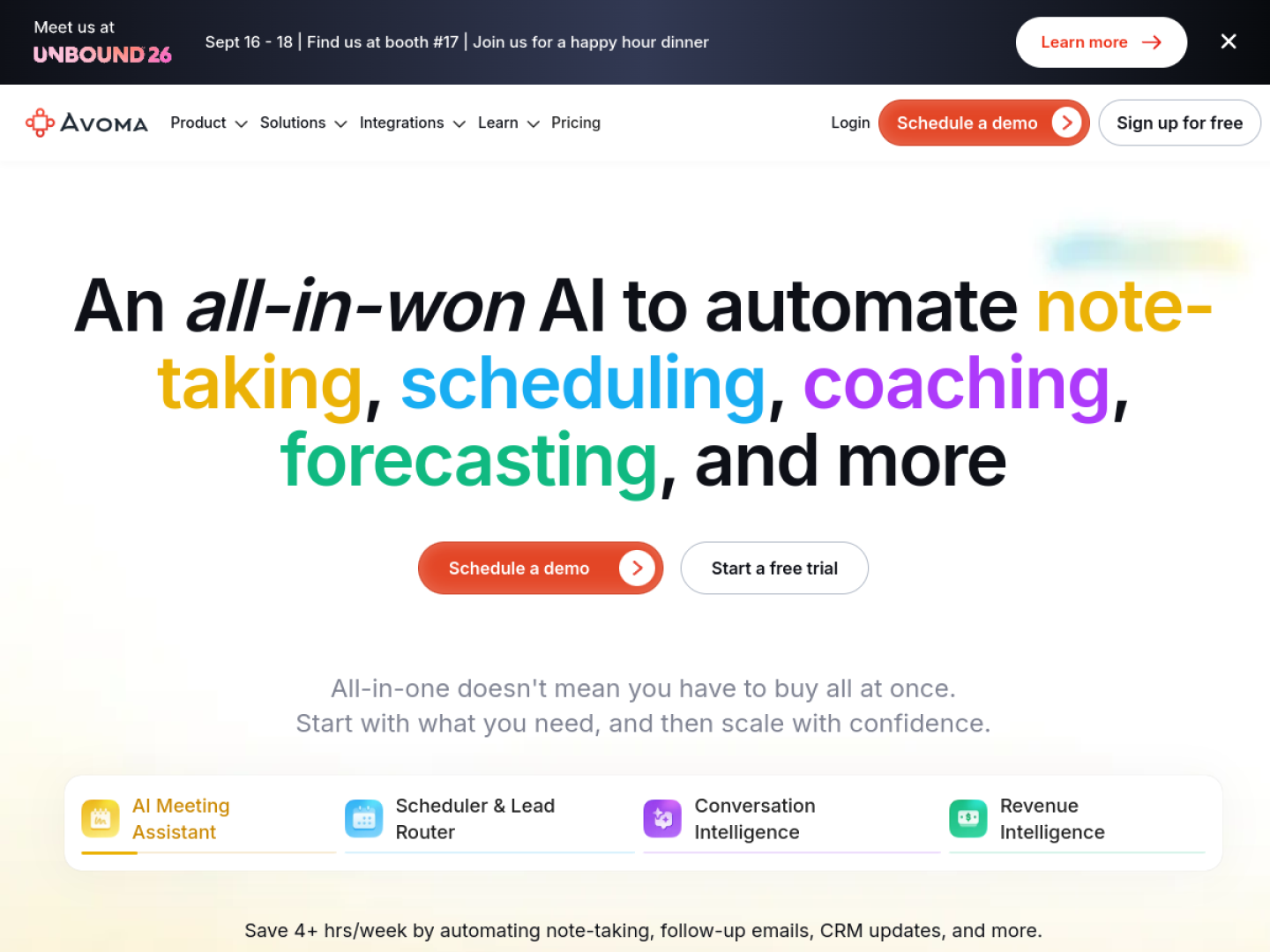Avoma homepage hero section