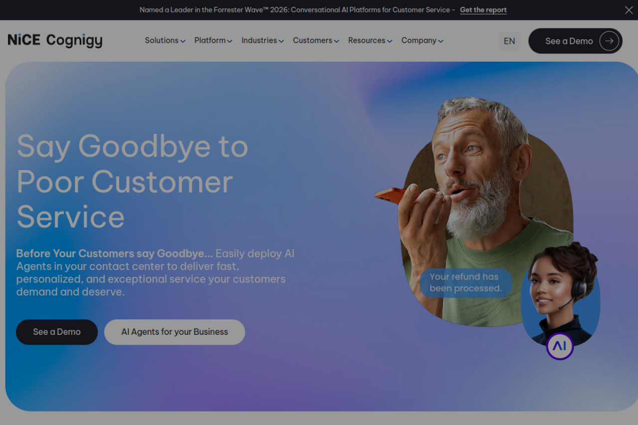 Cognigy homepage hero section