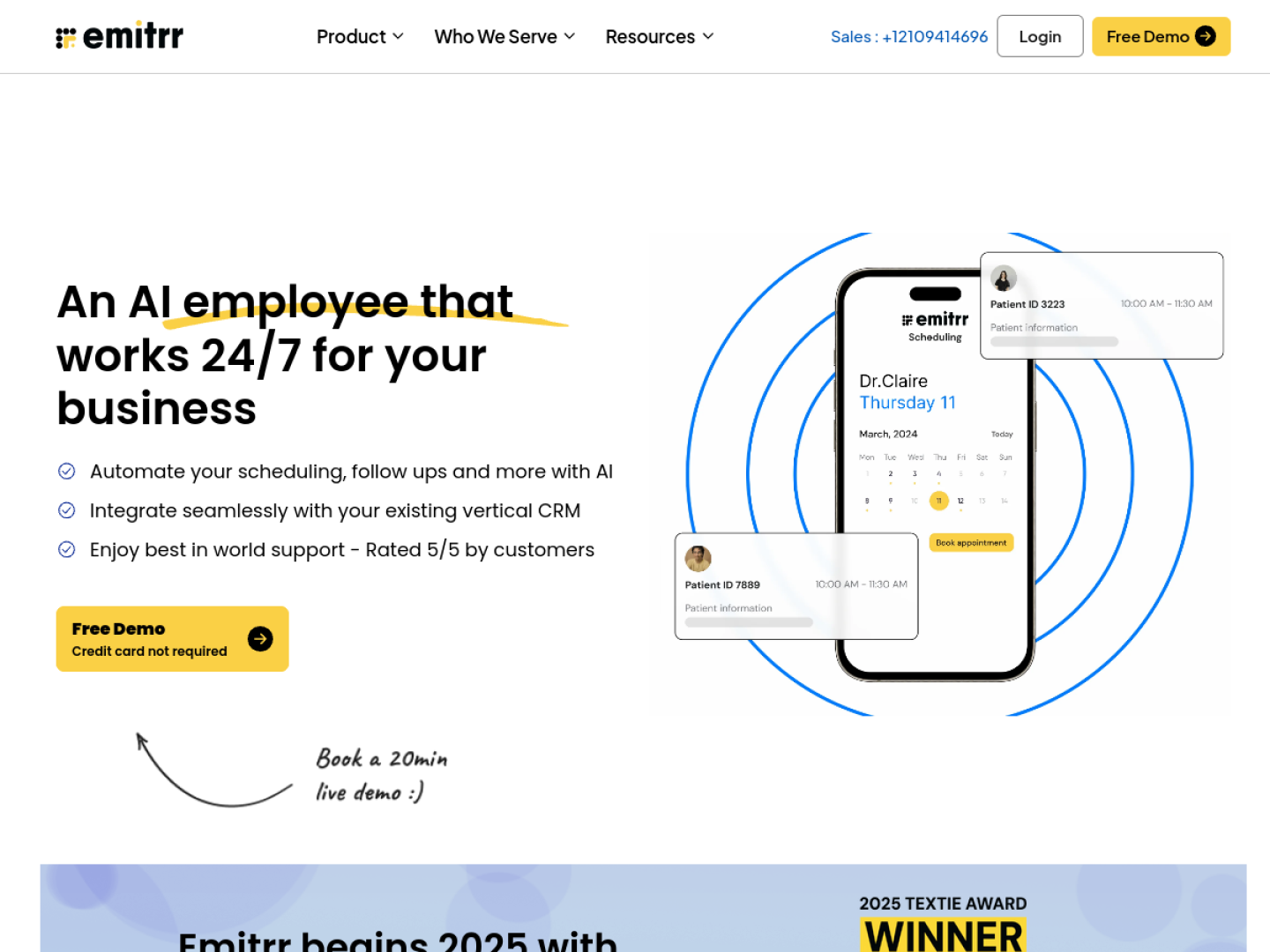 Emitrr homepage hero section