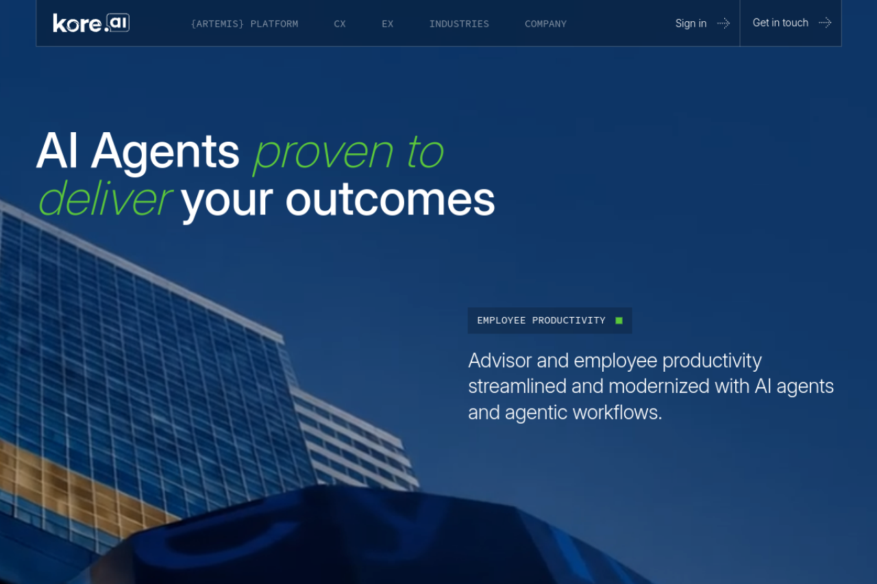 Kore.ai homepage hero section