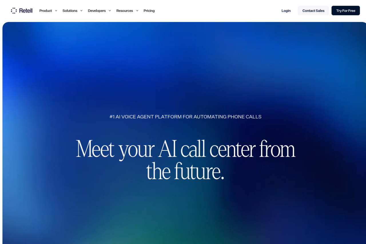 Retell AI homepage hero section