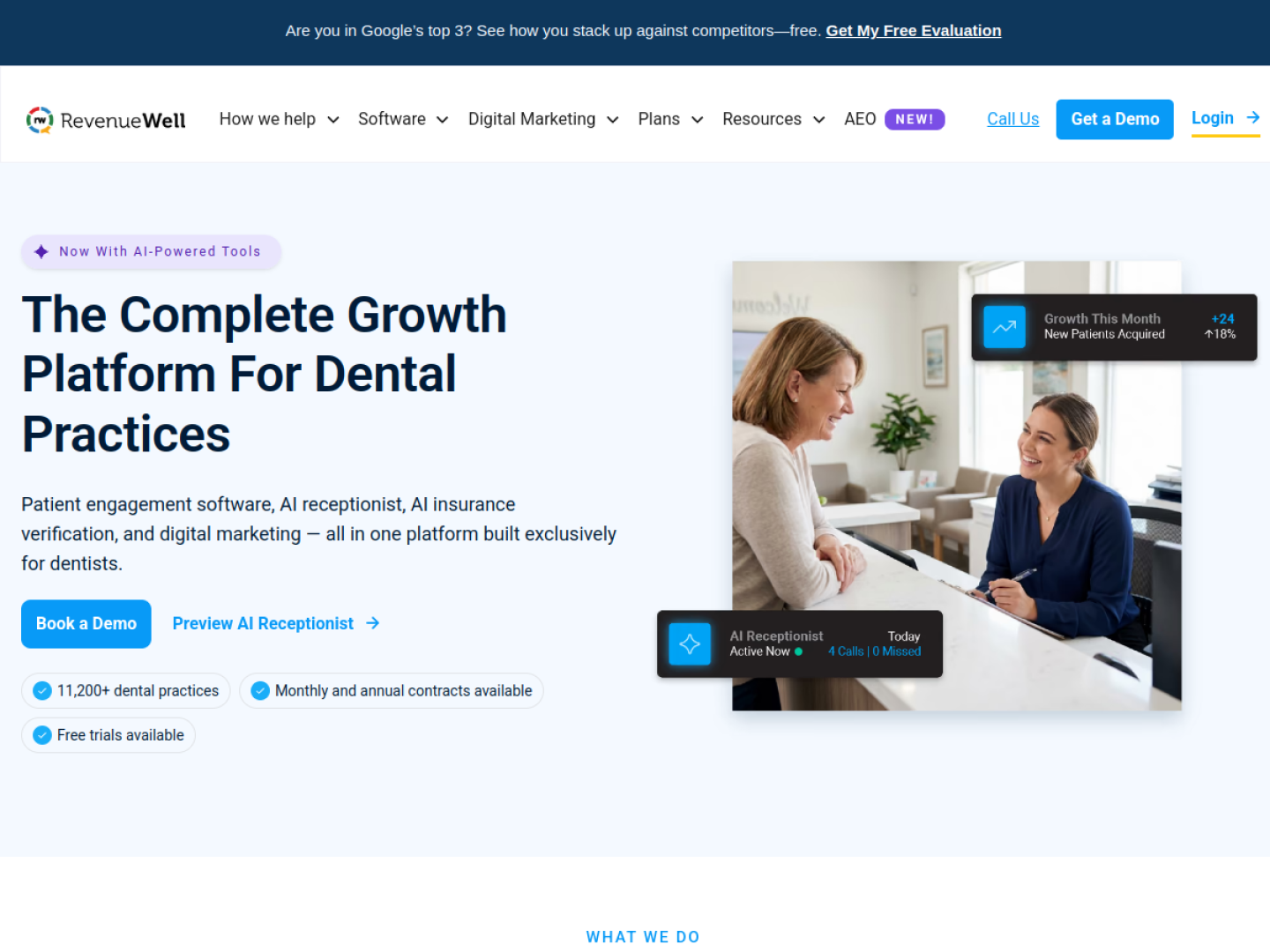 RevenueWell homepage hero section