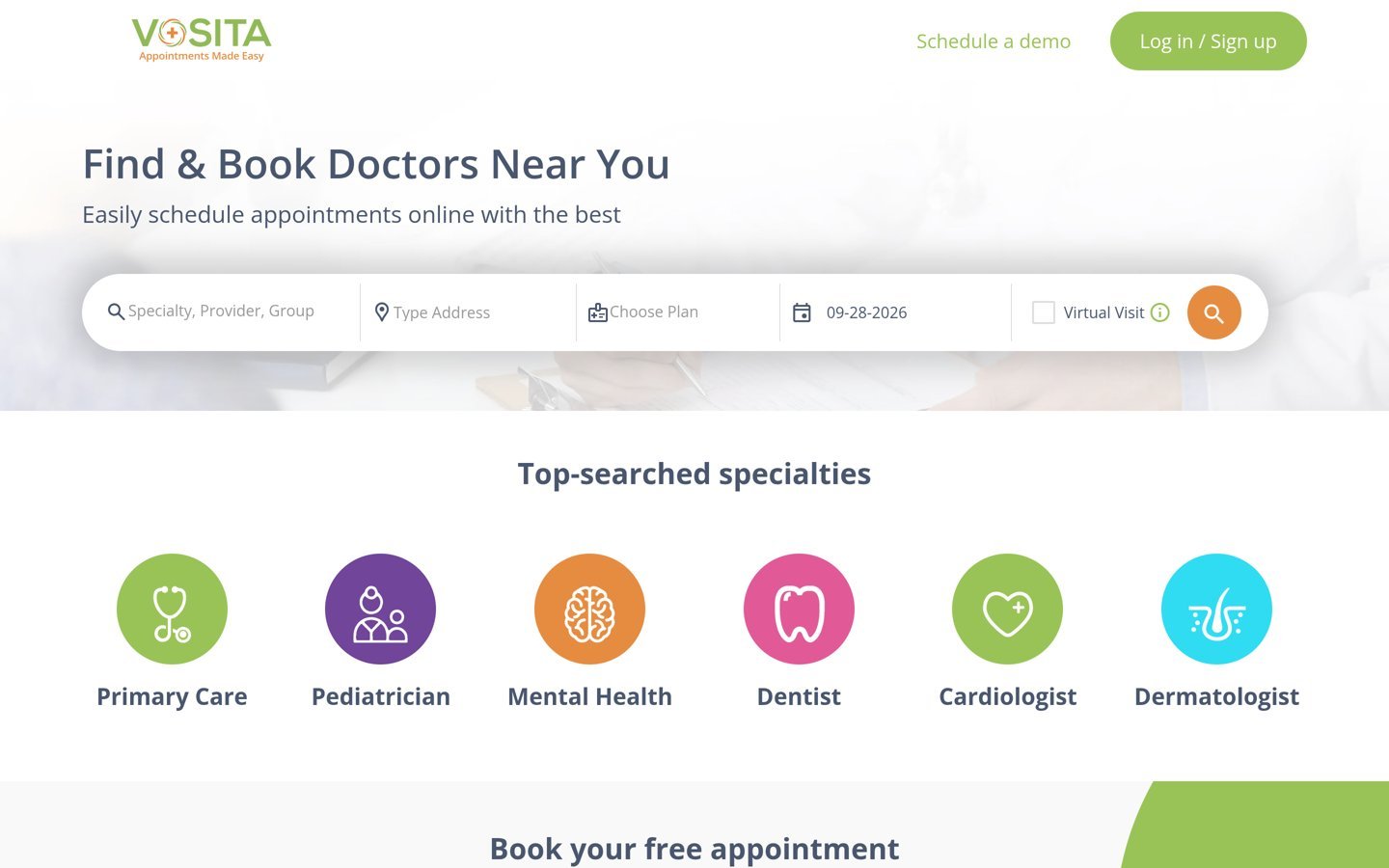 Vosita homepage hero section