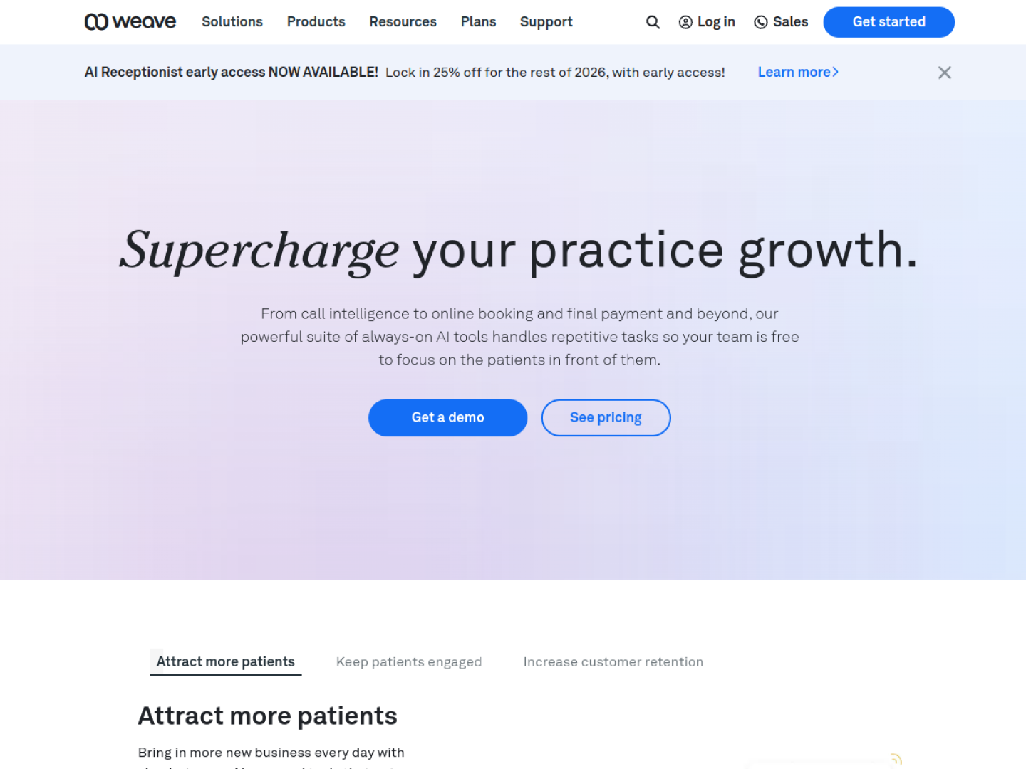 Weave homepage hero section