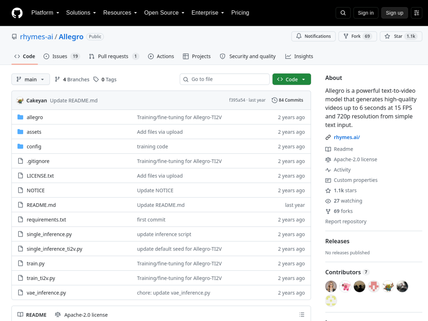 Allegro GitHub repository page
