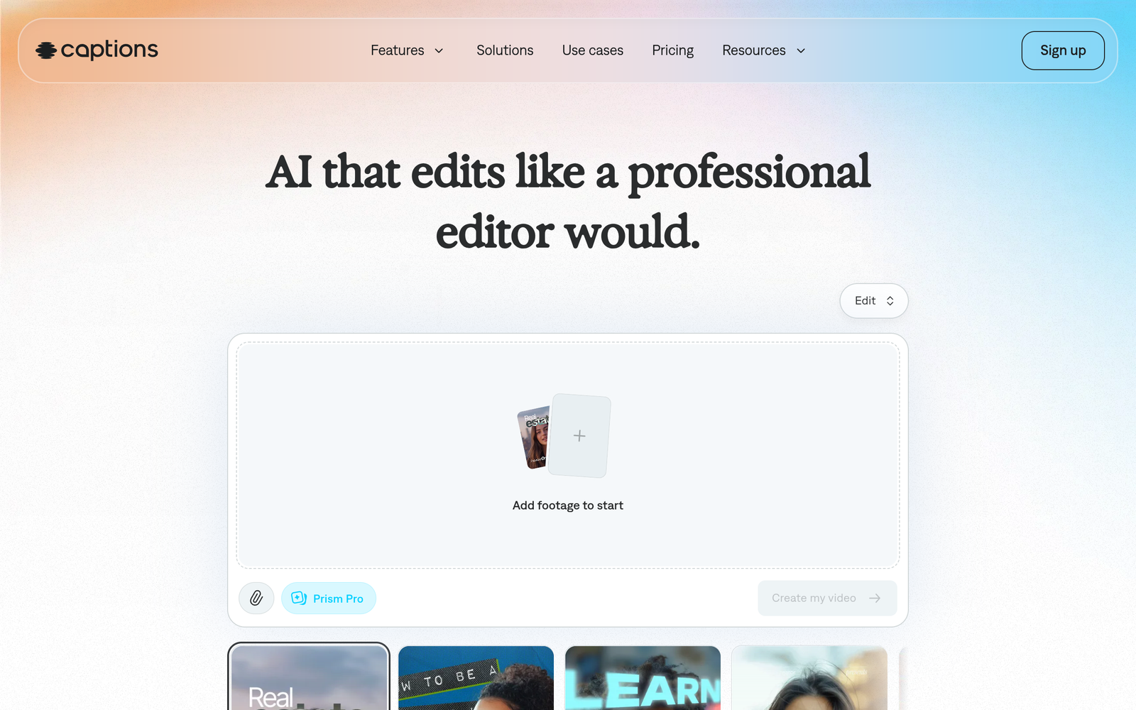 Captions homepage