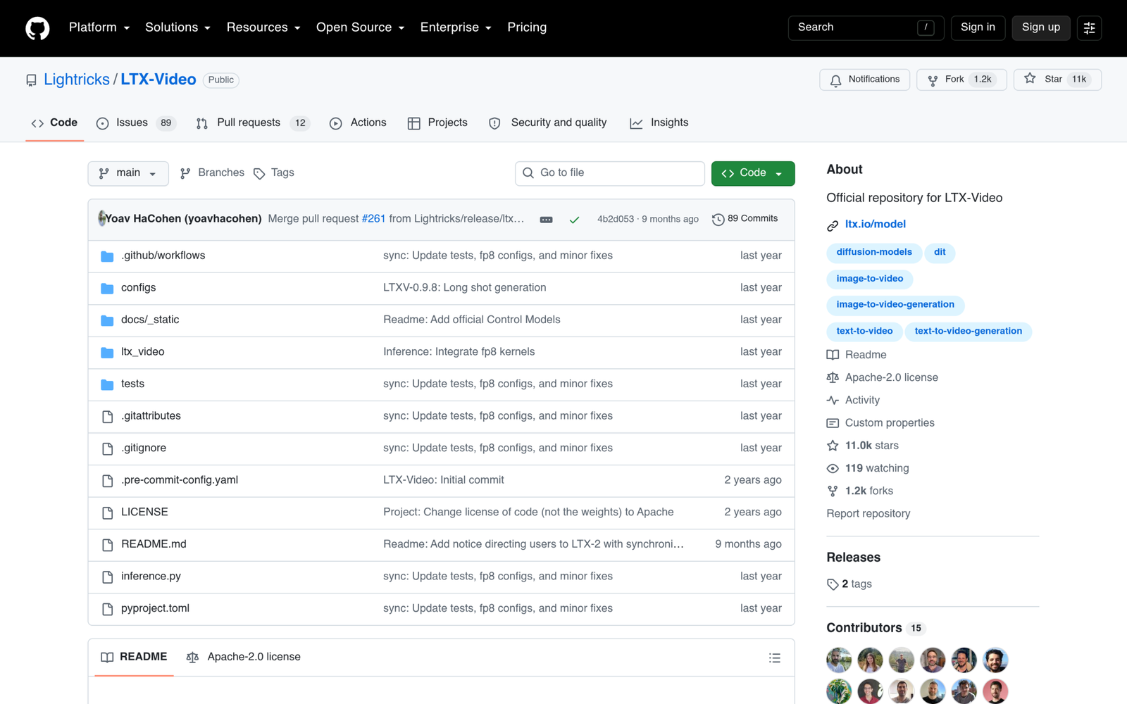 LTX-Video GitHub repository page