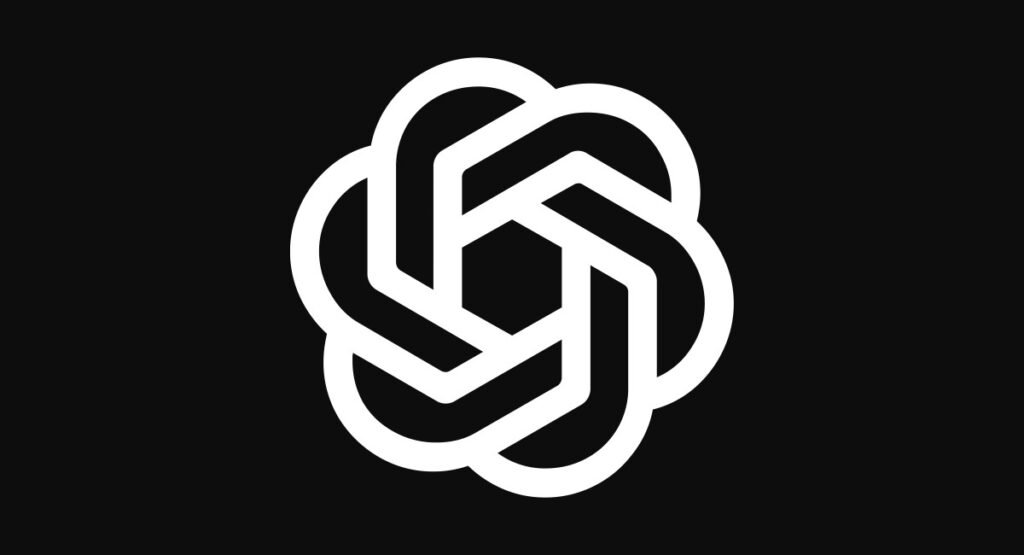 OpenAI logo in white on a dark background