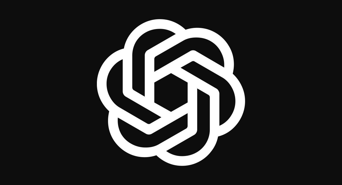 OpenAI logo in white on a dark background