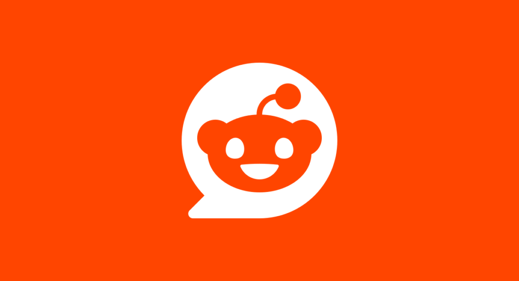 Official Reddit Snoo logo in white on Reddit's OrangeRed brand background
