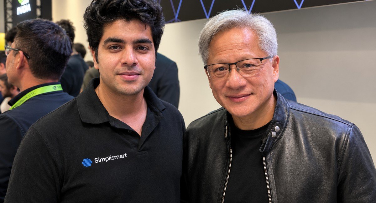 Amritanshu Jain with Nvidia chief executive Jensen Huang