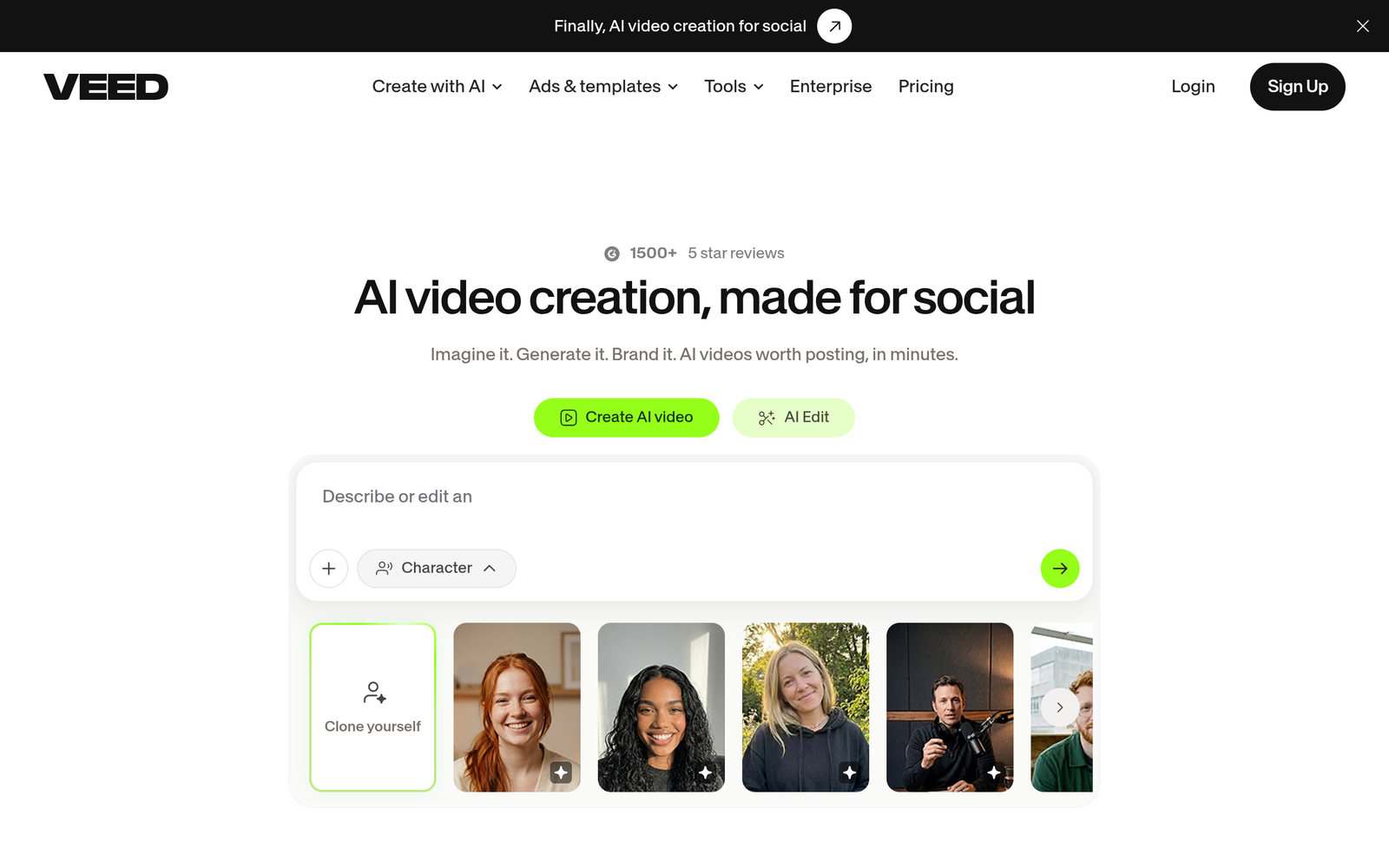 VEED homepage